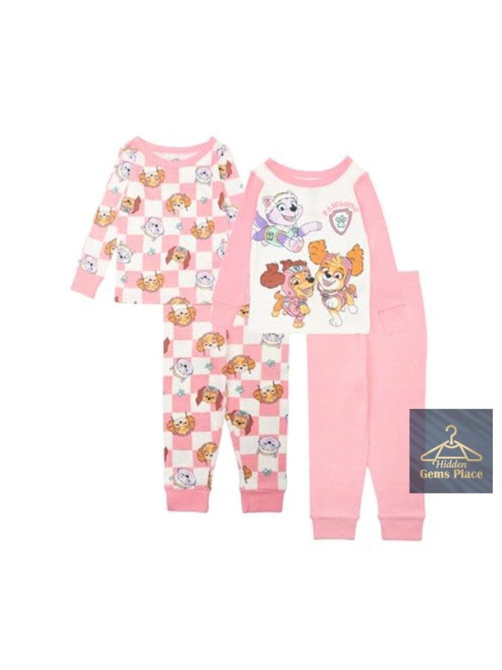 Kids 4-Piece Snug-Fit Cotton Pajama Set Soft Comfy Sleepwear